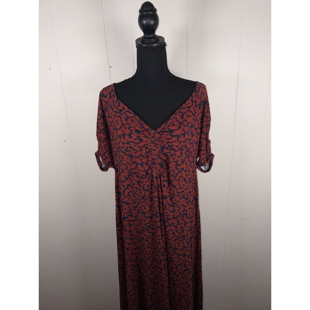 NWT Boden Ruched Front Jersey Knit Midi Dress Spiced Apple Camo pattern 16/18